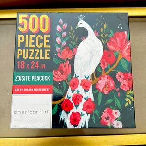 American Flat Puzzle Zoisite Peacock art by Sharon Montgomery Anthro Sealed D5